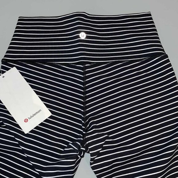 Lululemon Wunder Under Crop (HR) *Luxtreme 21" Parallel Stripe Bl/Wh NWTags - Picture 6 of 9
